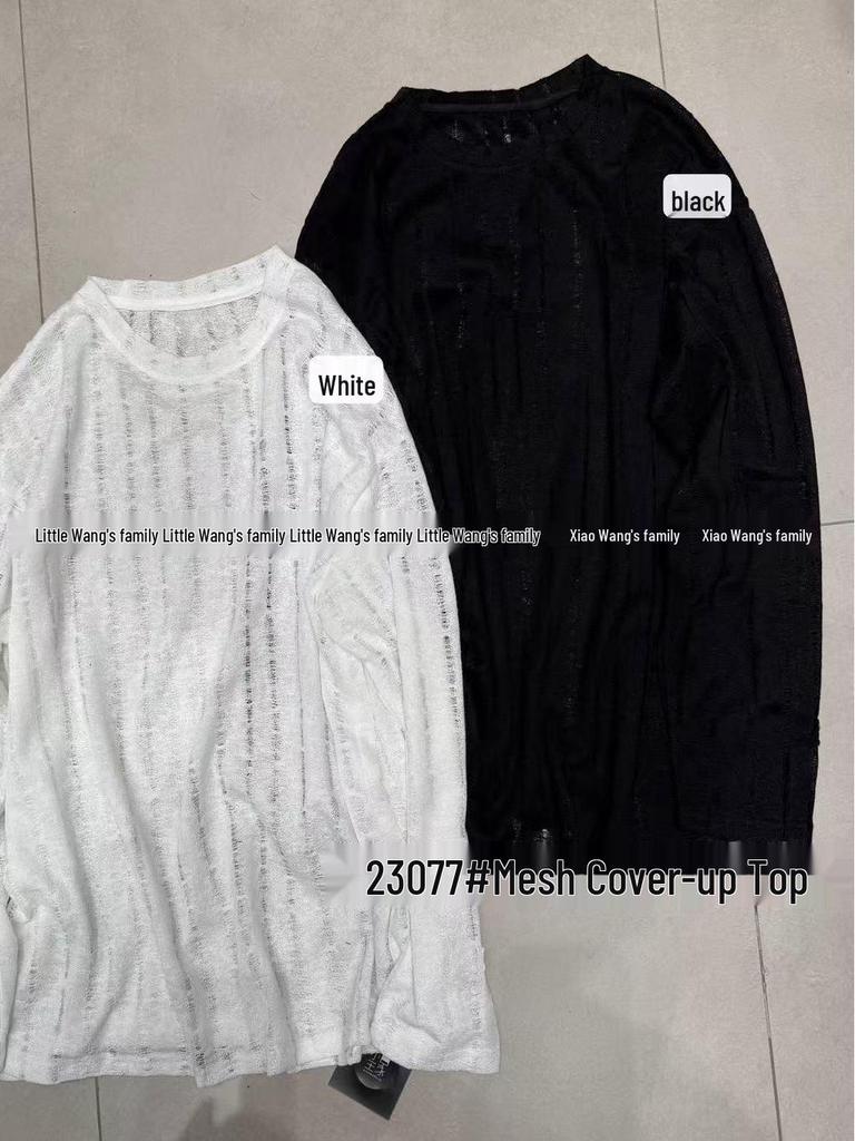 Xiao Wang's 23077 Summer Loose Plus Size Korean Sun Protection Pullover T-Shirt