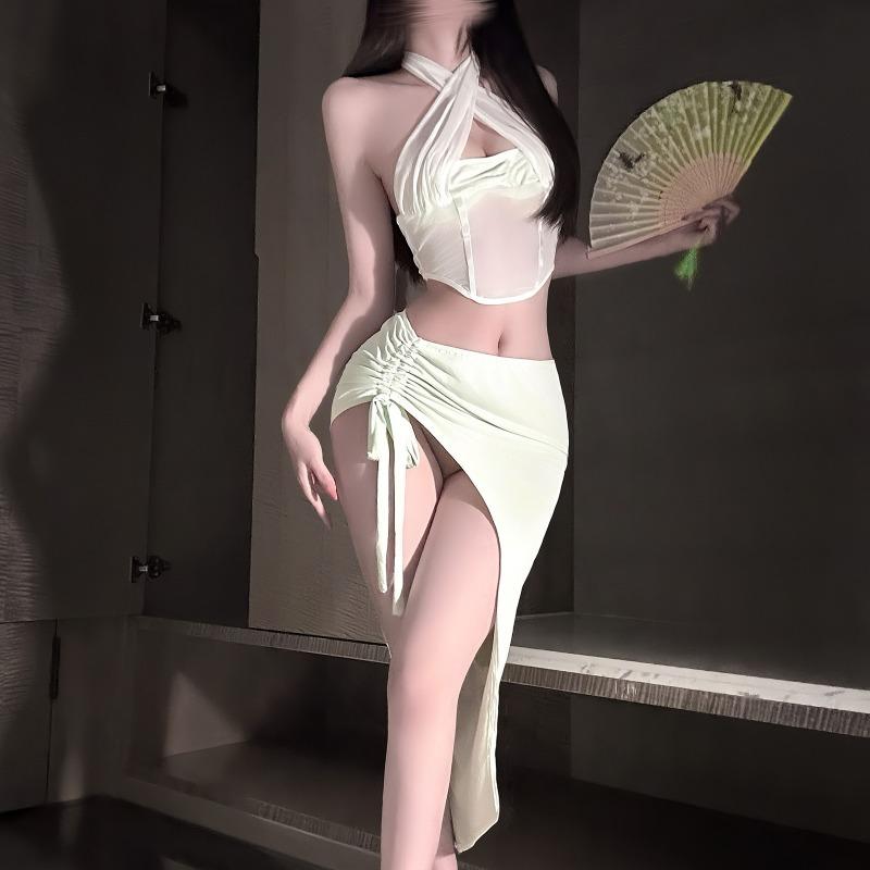 Sex underwear seduction passion neck belly pocket set pure desire wind can show buttocks set perspective backless flirting