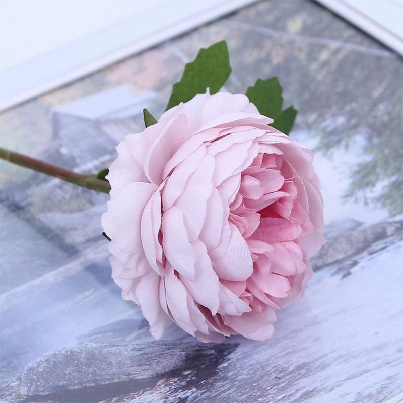 5 Pcs Artificial Flower Peony Fake Flower Silk Tea Rose for Home Wedding Party Decoration