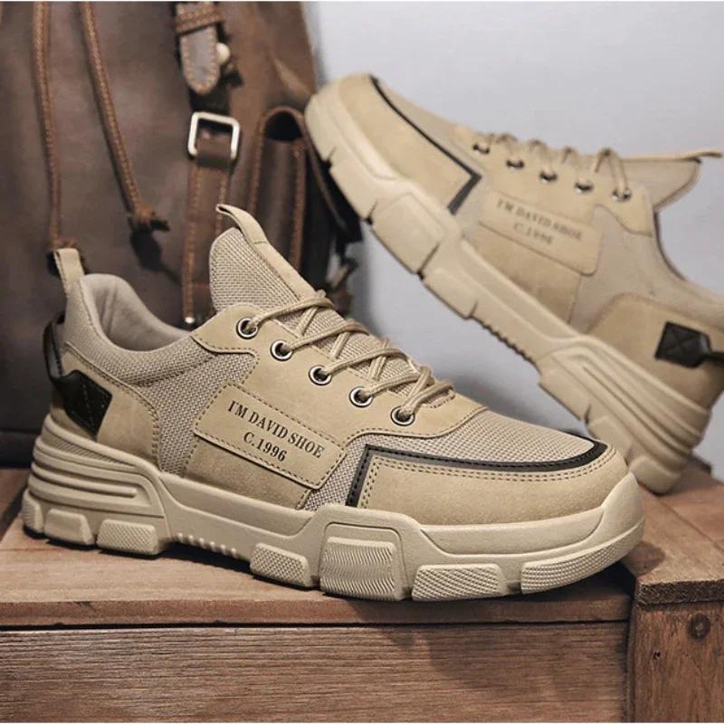Men's Shoes Trend Mesh Casual Shoes for Men Trend Lace Up Man Sneakers Platform Working Men's Ankle Boots Zapatillas De Hombre
