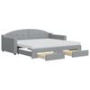 Pull Out Daybed with Drawers Light Grey 90x190 cm Fabric