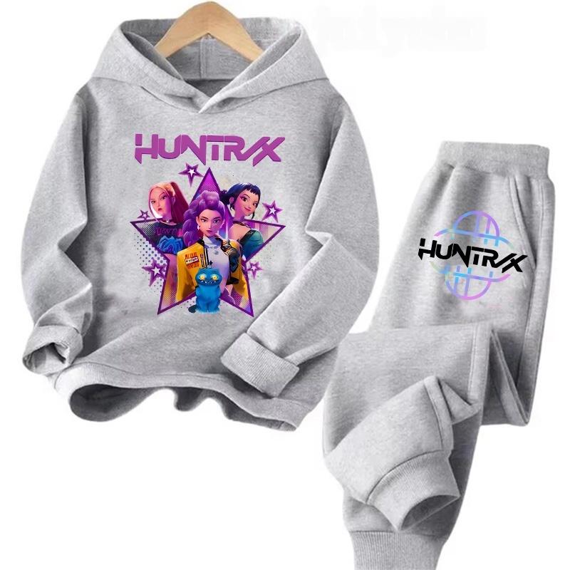 Streetwear 90s Sets Children Hoodies Kpop Demon Hunters Pullover Sweatshirt Anime Trucksuit Cartoon Girls Boy Kids  Clothes