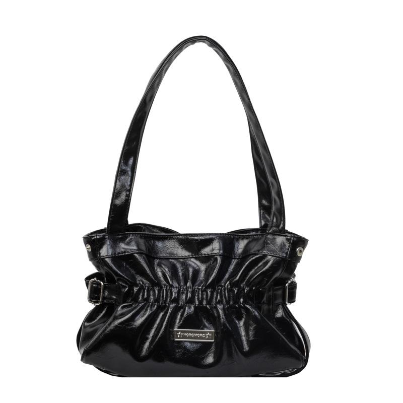 Casual versatile niche pleated bag women's 2025 new fashion shoulder underarm bag commuter tote bucket bag