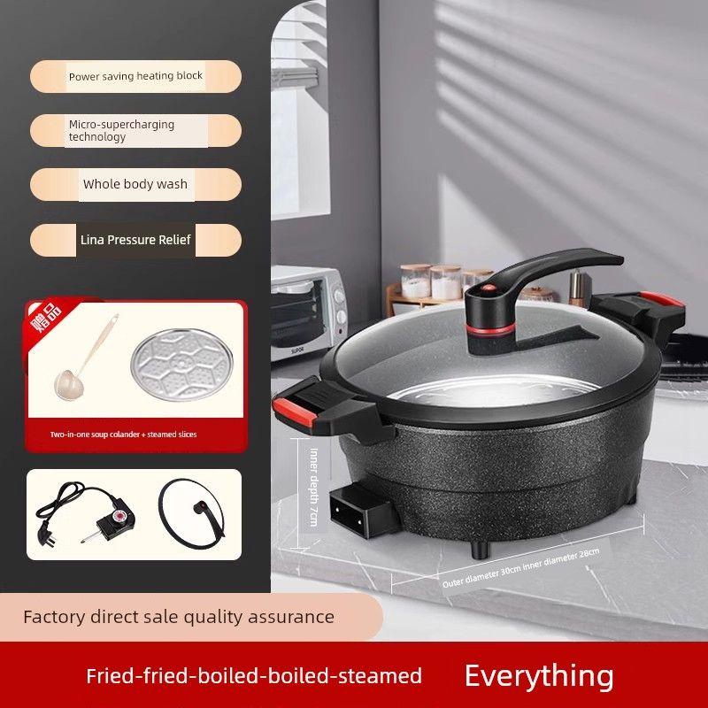 

Электрическая сковорода Медицинский камень Цифровая Микро Давление Интегрированная Кастрюля для фондю Антипригарная Электрическая Сковорода с Подогревом Кастрюля для фондю Электрическая Готовка Электрическая Пароварка 6 litres [steamed slices +2-in -1 sou