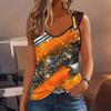 Gilet Casual Sportivo da Donna per Esterno con Fibbia a Doppio Anello e Fantasia Geometrica, Scollo a V, Senza Maniche, Tessuto Elasticizzato Medio