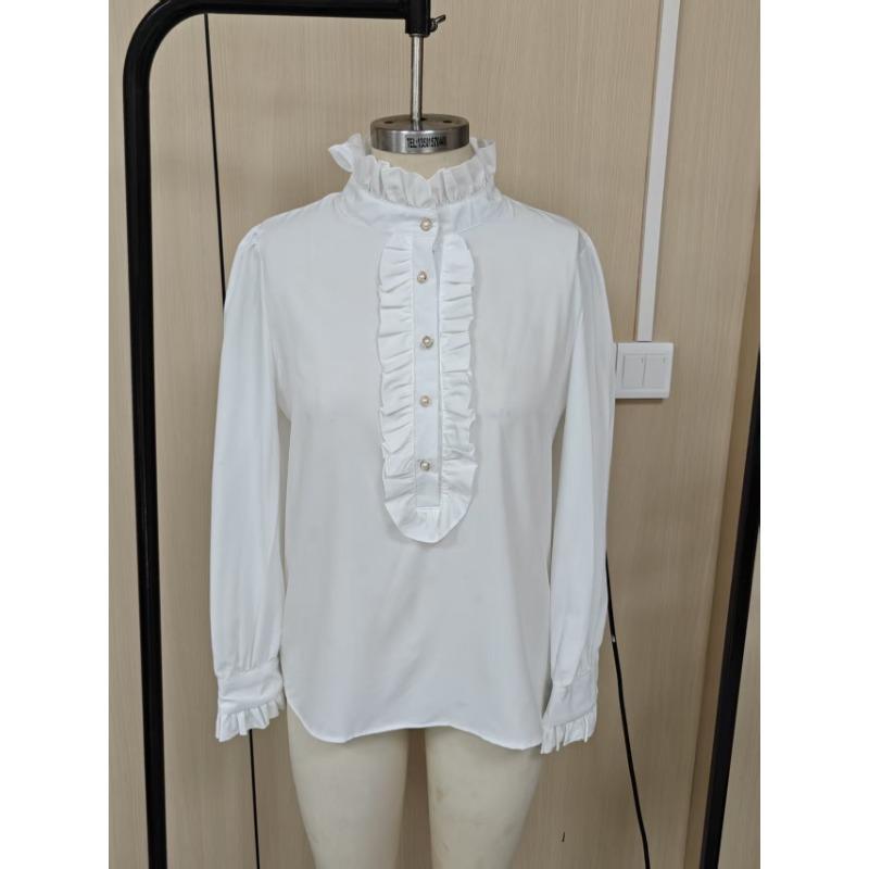 Women Elegant Ruffled Long Sleeve Blouse Plus Size