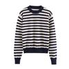 2025 Spring Women's Striped Knit Pullover Sweater - European & American Style, Versatile Round Neck, Long Sleeves
