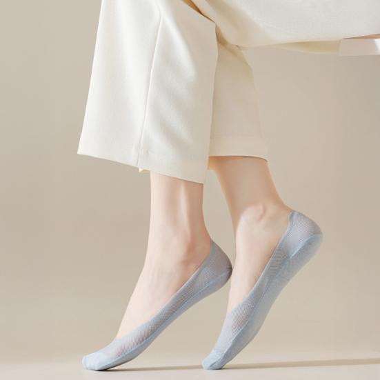 1 Pair Summer No Show Socks for Women, Thin Breathable Cotton Ice Silk Liner Socks, Non-Slip Low Cut Hidden Socks for Flats, Comfortable Invisible