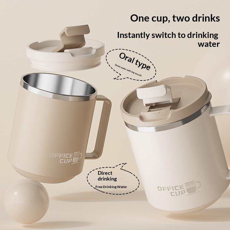 Double Wall Insulated Coffee Mug Scratch Resistant 304 Stainless Steel Coffee Cup with Handle for Office Workplace