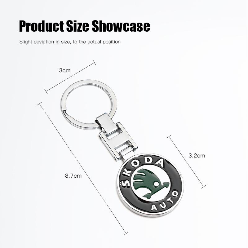 1Pcs 3D Metal Car Emblem Keychain Key Ring Accessories For Skoda Octavia VRS Rapid Kodiaq Fabia Karoq Superb Scala Kamiq jzfb61