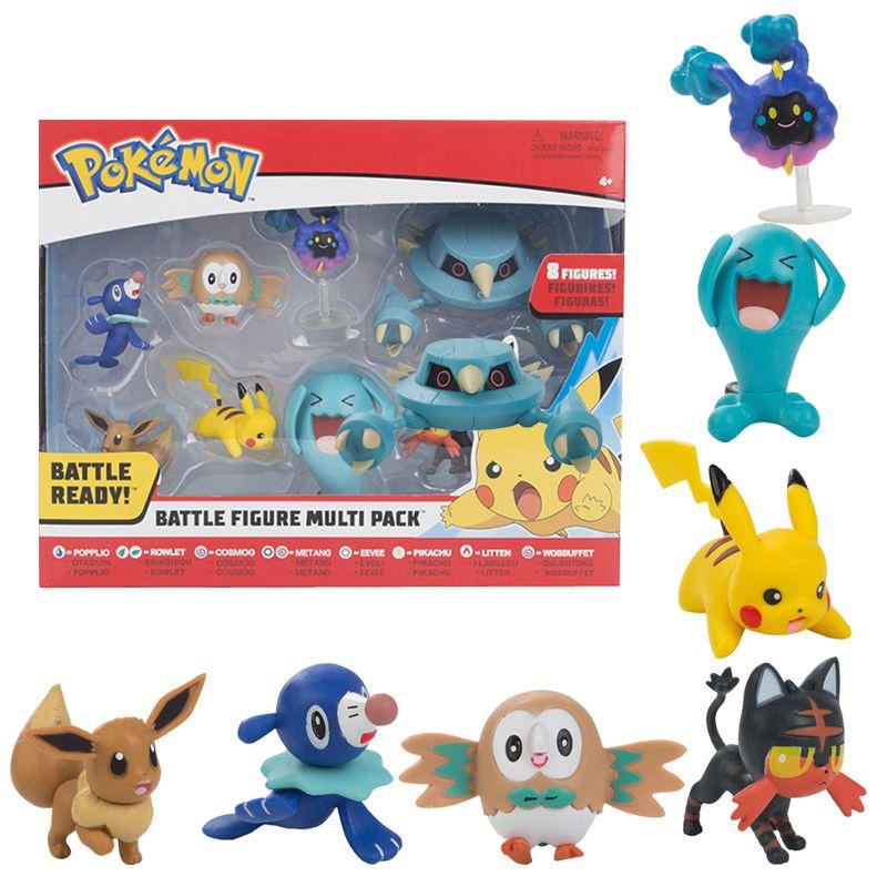 Sada 8 ks Pokémonů Bojová figurka Vícebalení s rozkošným Pikachuem, Eevee a Wobbuffetem Hračky pro sběratele a fanoušky