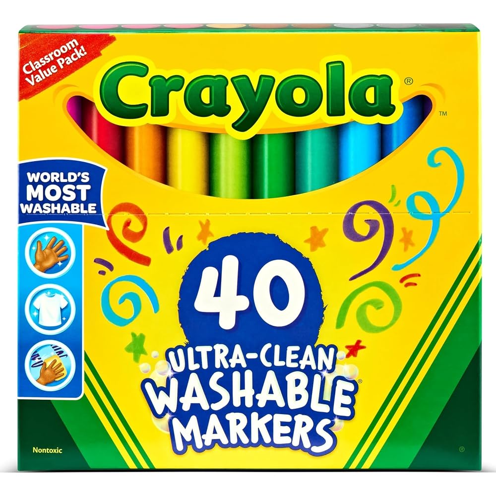 Crayola Water-Removable Marker Pens, 40 Colors, Big Size (587858)