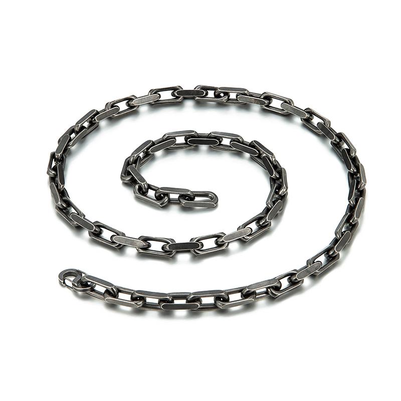 Men Vintage Oxidized Black Chain Link Necklace Punk Hip Hop Stainless Steel Motorcycle Chain Necklace Male Jewelry Gift