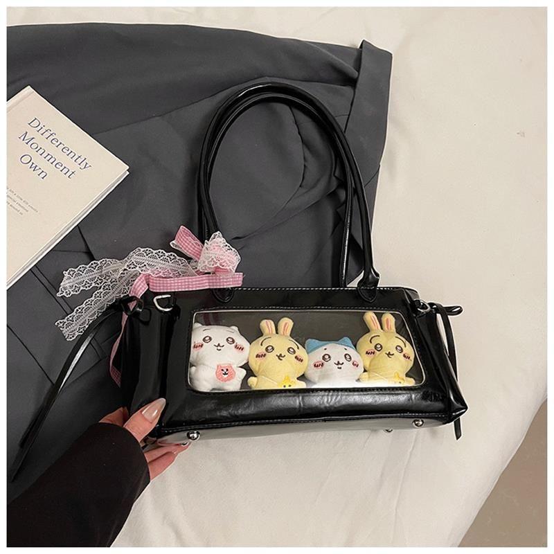 

Микро мультяшный рюкзак, наплечная сумка, повседневная сумка через плечо, черная нишевая сумка-саквояж для рабочей одежды, вмещает мини-грузовик, милая сумка под мышкой Black without pendant