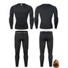 Jesienno-zimowy pluszowy zestaw odzieży sportowej dla mężczyzn na narty outdoorowe, do biegania, szybkoschnący, obcisła odzież fitness, bielizna termoaktywna, ciepła bielizna