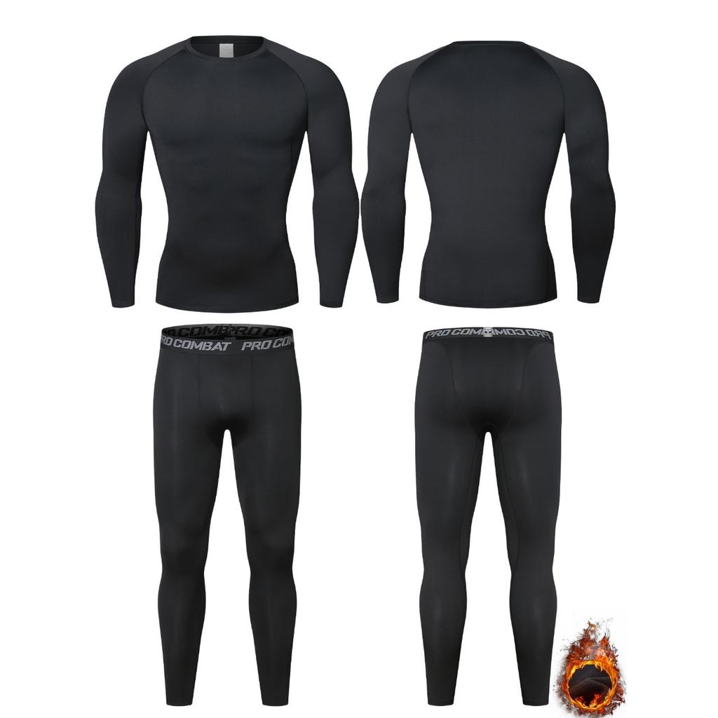Jesienno-zimowy pluszowy zestaw odzieży sportowej dla mężczyzn na narty outdoorowe, do biegania, szybkoschnący, obcisła odzież fitness, bielizna termoaktywna, ciepła bielizna
