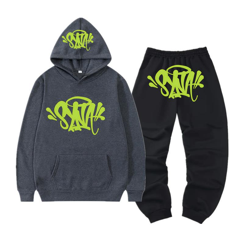 SynaWord High Street Fashion Brand Suit Male Trend Hip Hoodie Syna Printed Sweater Suit