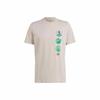 Men's Beige Crew Neck T-Shirt with Hand-Drawn Print