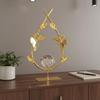 Crystal Ball Decor Elegant Luxury Desk Sculpture Gold Flower Ornament Gift Idea Leaf Sculpture Shiny Finish for Living Room