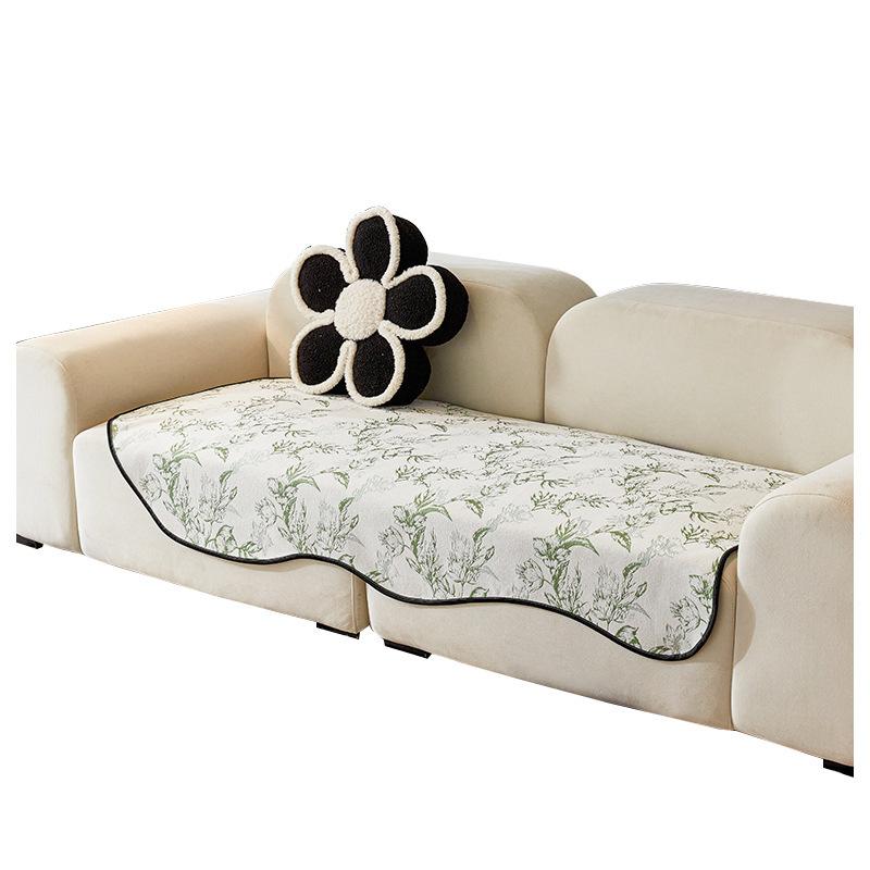 Flower Chenille Irregular Sofa Mat Non-Slip Living Room Straight Row Sofa Cover Towel Anti-Scratching