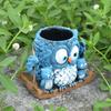 Swing Owl Resin Plant Pot with Drainage Hole Succulent Pots Creative Vase Gift for Women Mother Teacher