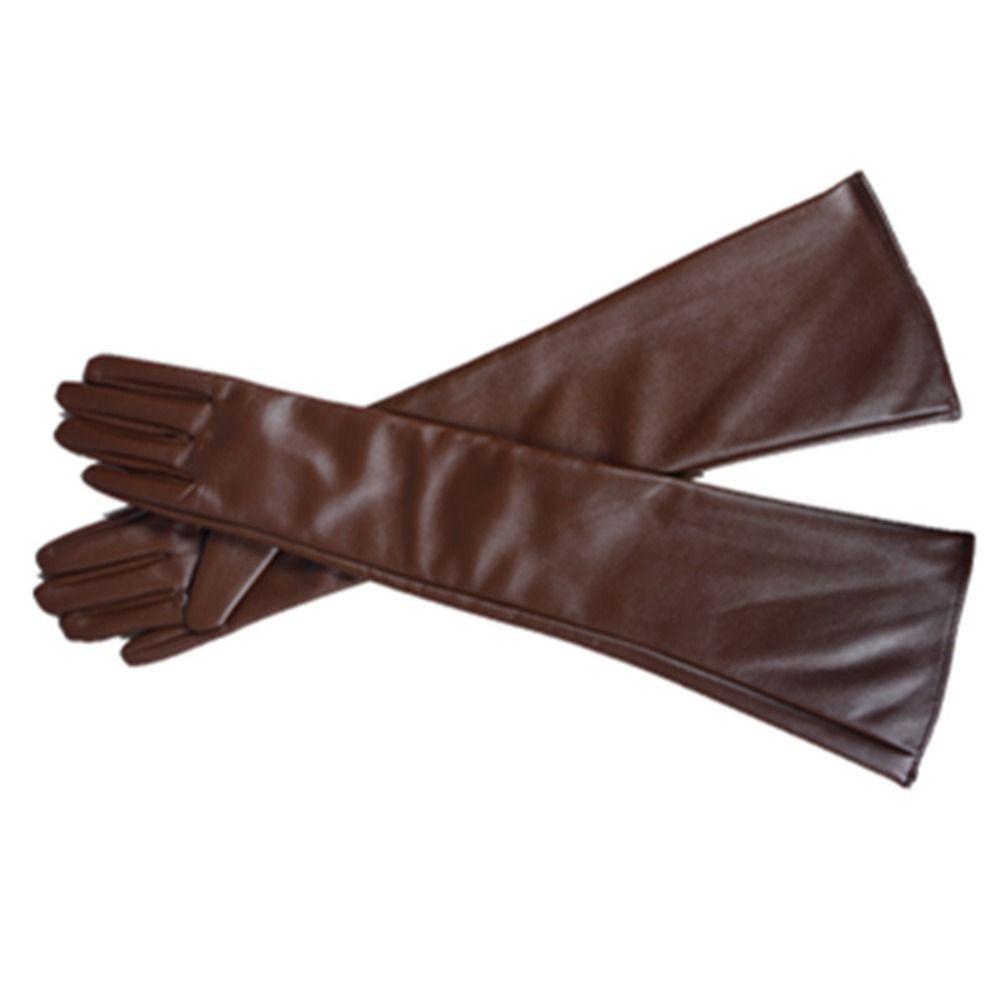 Elegant Evening Party Gloves Keep Warm Patent Leather Gloves Long Elbow Gloves  Evening Party