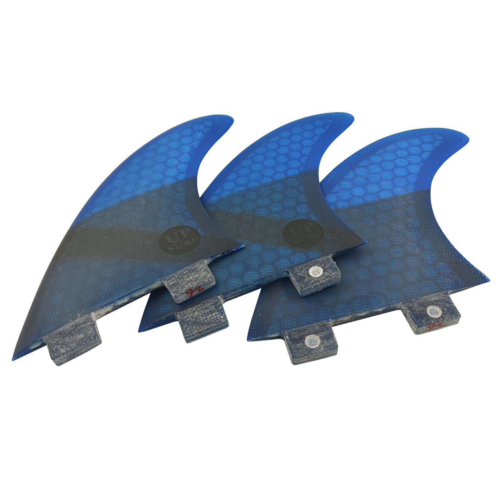 

UP SURF Double Tabs Surfboard Fins, Medium G5 Size, FCS, Set of 3, G5 Surfboard Fins (Blue G5)