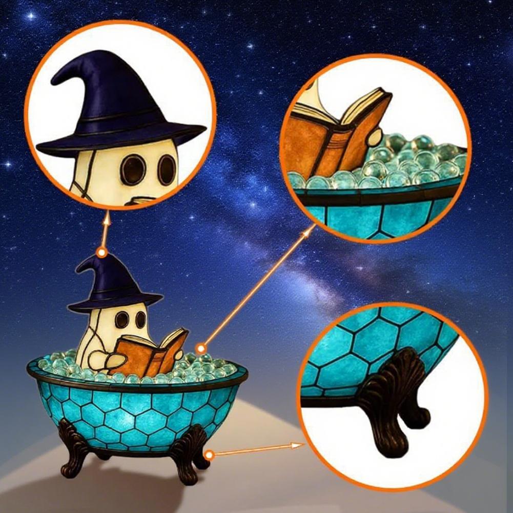 LED Ghost Bubble Bath Lamp Battery Powered Halloween Ghost Night Light Adorable Ghost Reading Night Light Halloween Decor