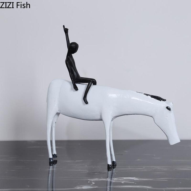 Abstract Character Rider Handicrafts Ornaments Desk Decoration Creative Artwork Horse Metal Sculpture Room Aesthetics Decor