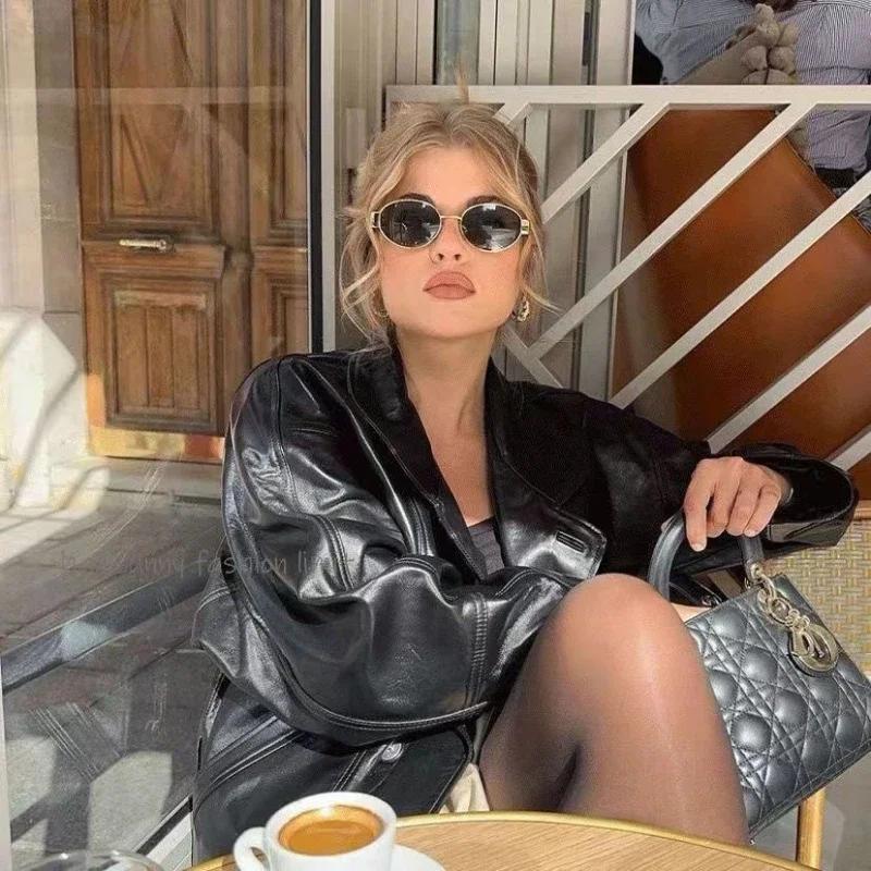 Retro Steampunk Cat Eye Sunglasses Vintage New Oval Frame Metal Sunglasses For Women Ladies Classic Uv400 Sunscreen Eyewear