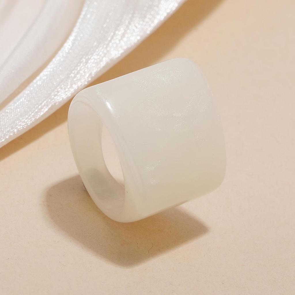 Geometric Gradient Wide-Band Jelly Color Resin Ring