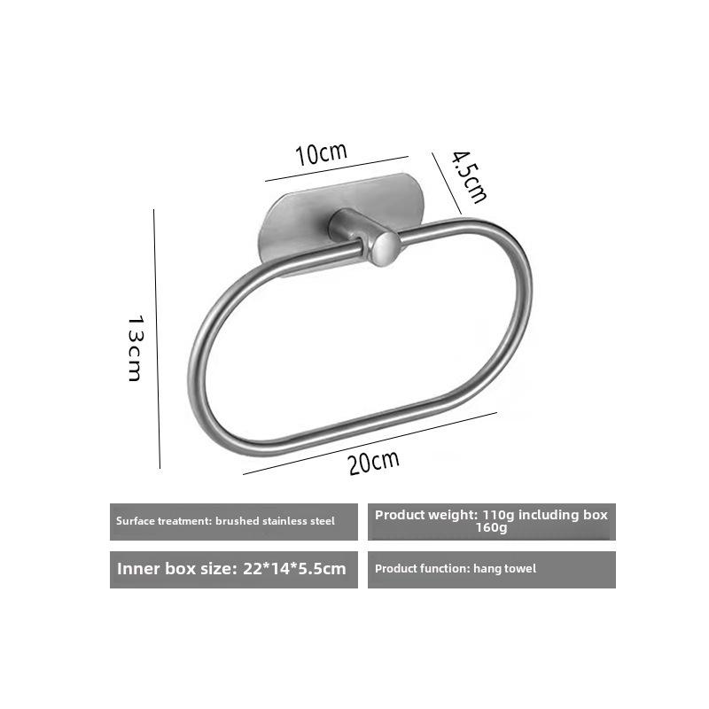 Badrumshanddukshållare & Ring i Rostfritt Stål - Punchfri Installation