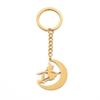 COOLTIME Halloween Cartoon Witch Cat Moon Keychain for Women Men Stainless Steel Gold Color Key Ring Holder Friends Gift Jewelry