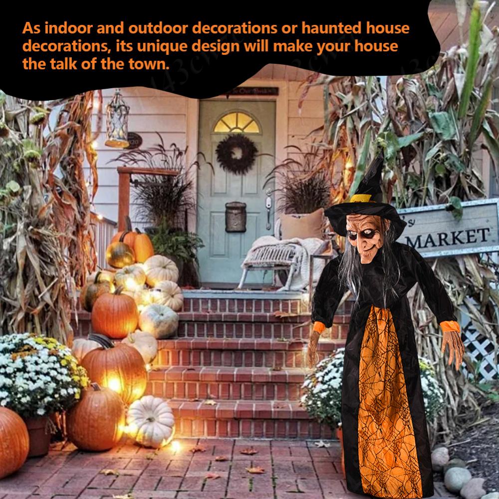 Halloween Decoration Voice Control Witch Large Hanging Ghost Luminous Soundmaking Bar Ghost House Horror Decoration Horror Toy