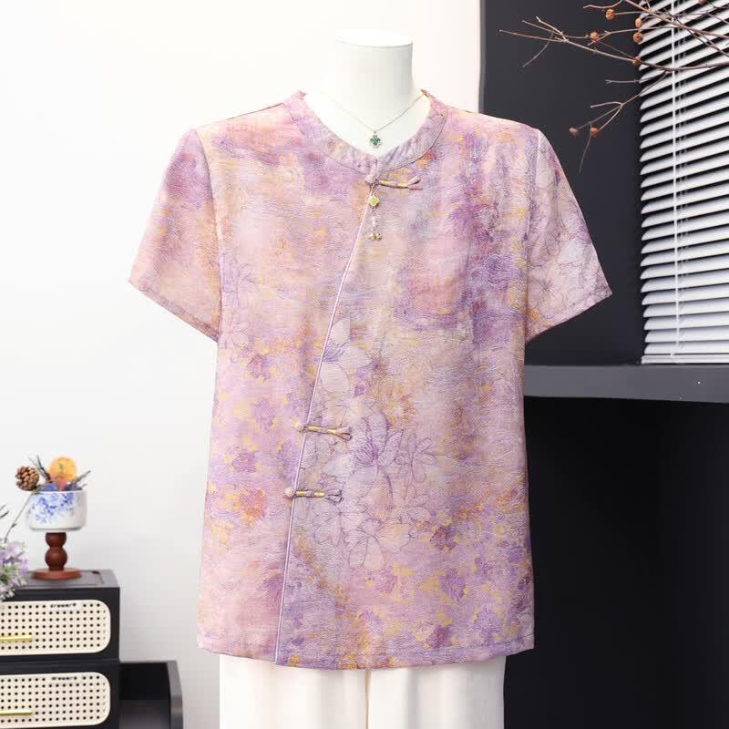 Datang Furen New Chinese Style Floral Print Short Sleeve Top 40