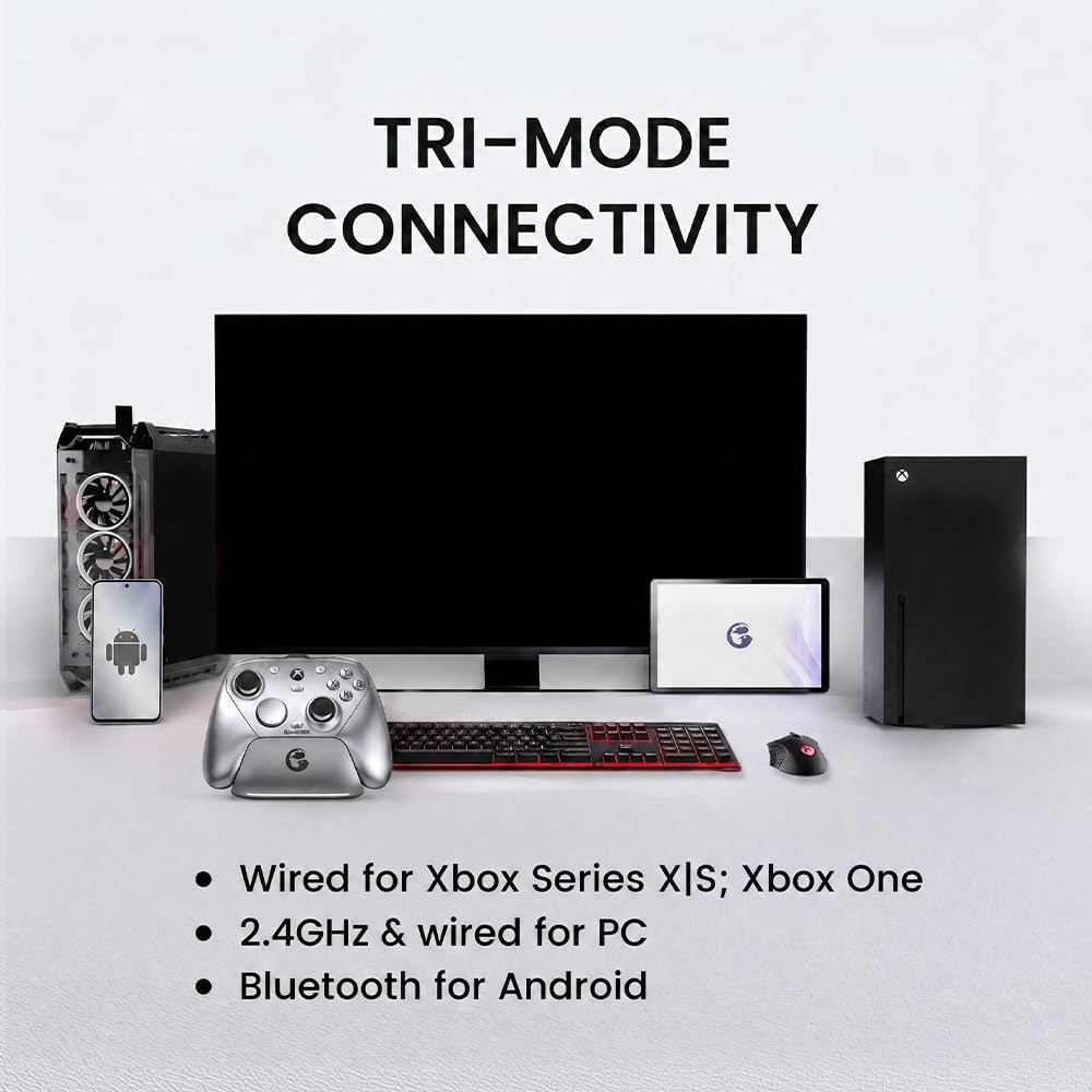 GameSir G7 Pro Wireless Game Connection Compatible with Xbox Series Hall Effect TMR 1000Hz Polling Gyro Audio Licensed by Metallic Silver Controller,
