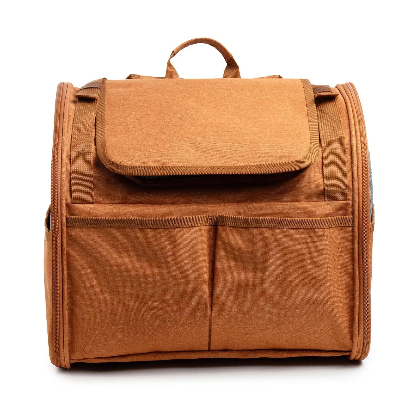 

1pc 37cmx32cmx25cm Cat Backpack - Expandable Breathable Outbound Portable Large Space Spacecraft Design Brown Pet Backpack