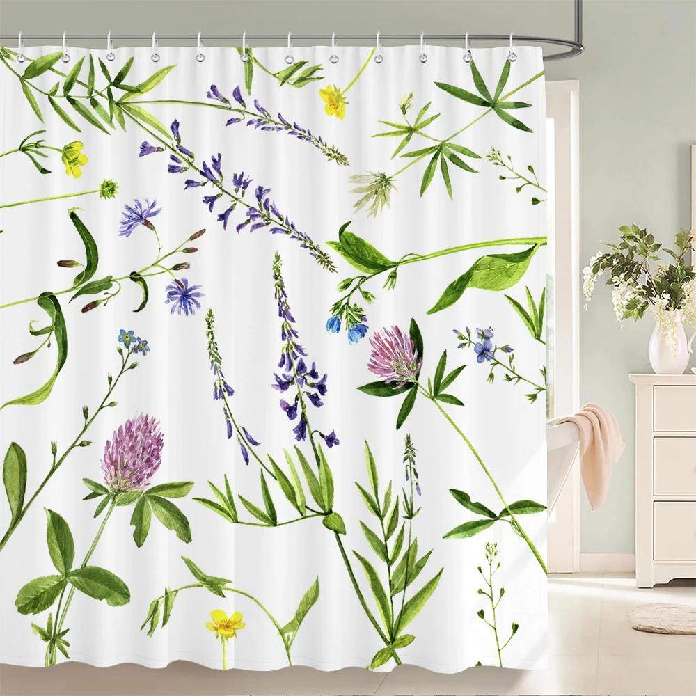 Flowers Pattern Shower Curtains Waterproof Polyester Bath Screen Curtain for Home Decoration Bathroom Printed Shower Curtain