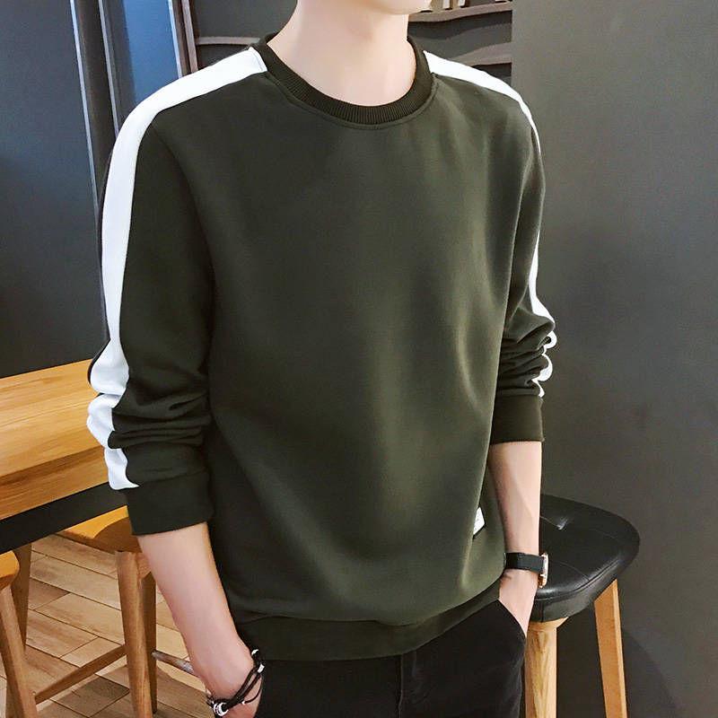 New Men's Korean Style Crew Neck Long Sleeve Sweatshirt - Spring/Autumn Casual Pullover