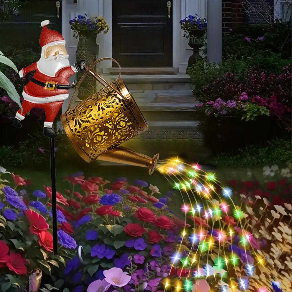 Solar Lawn Santa Kettle Lights Solar LED Waterproof Decorations Christmas Garden Lawn Decorative Light for Holiday Party Church