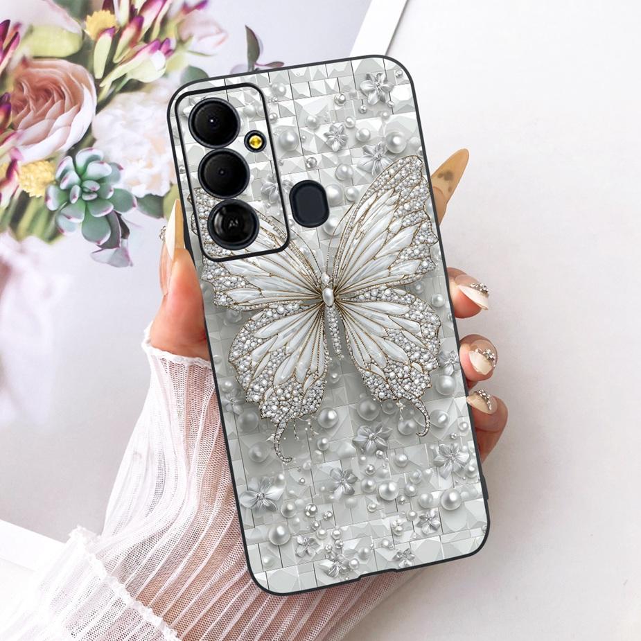 For Tecno Pop 6 GO Case BE6j Cute Bow Flowers Painted Cover Soft TPU Phone Case For Tecno Pop 6 Pro BE8 Pop6 GO Back Cover Coque