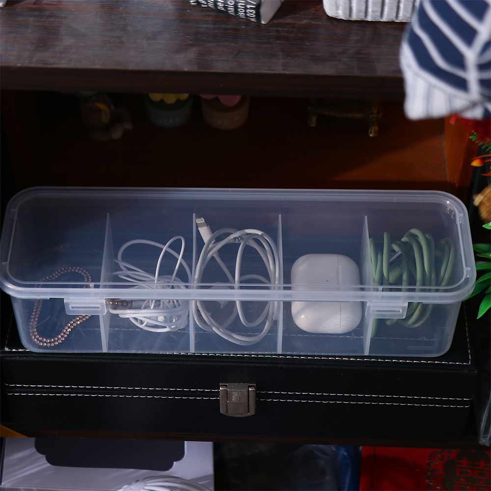 Transparent Desktop Organizer Dustproof Cable Holder 5 Grids Cable Container  Desk Home Office