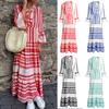 Fashion Women Summer Printed V Neck  Long Dresses Bohemian Dresses