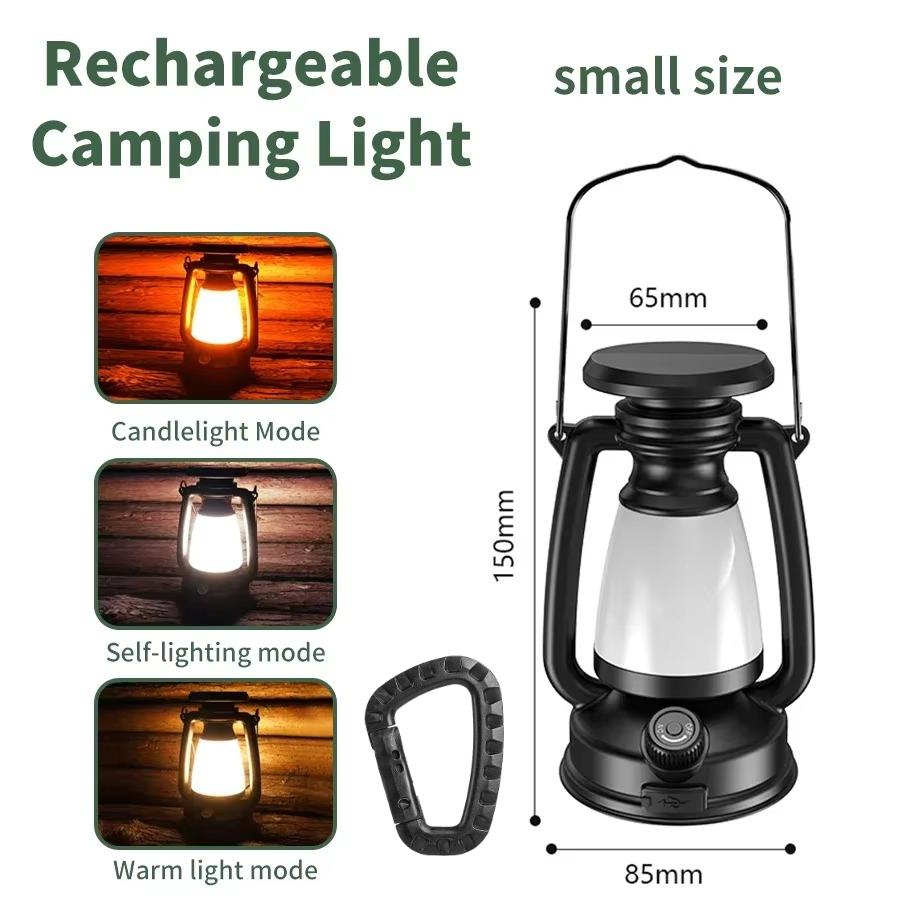 USB Rechargeable Camping Light Portable Camping Lanterns Hanging Tent Light 3000-5000K Stepless Dimming Outdoor Waterproof Torch