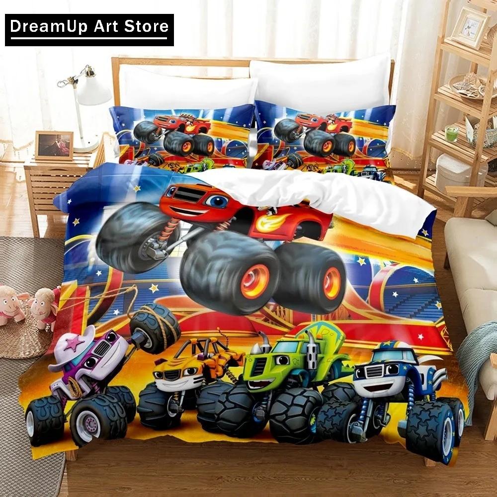 3D Print Blaze N Monster Machines Bedding Set Cartoon Duvet Cover Double Twin Full Queen King Adult Boys Bedclothes Quilt Cover
