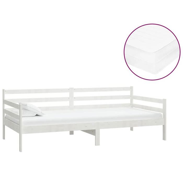Maison Exclusive - Lit de repos avec matelas 90x200 cm Blanc Bois de pin massif
