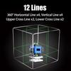 3D 12 Lines Laser Level Self-Leveling 360 Horizontal And Vertical Cross Super Powerful Green Laser Beam Line Measurement