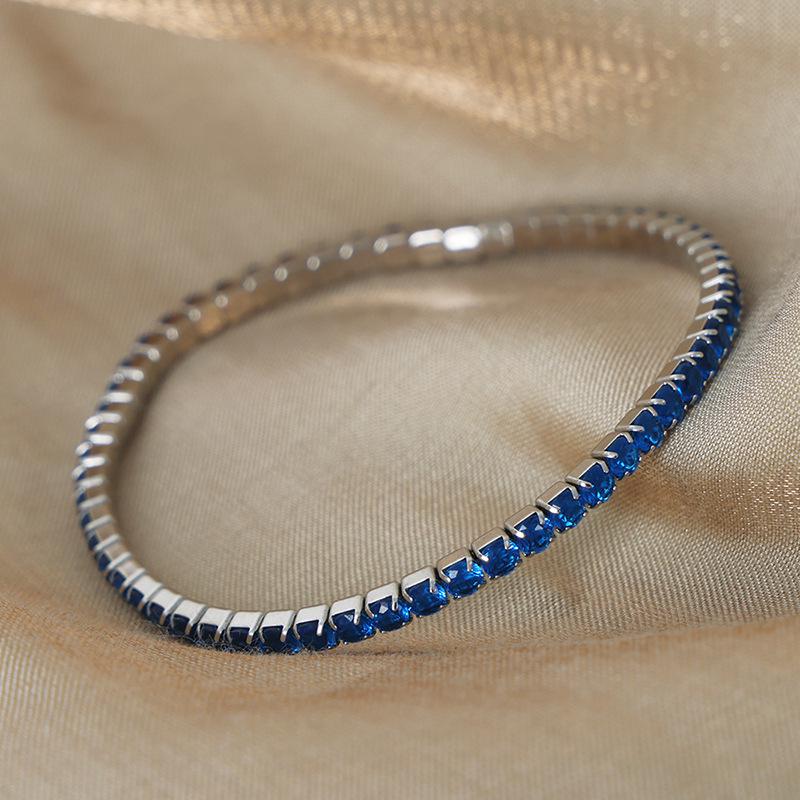 Multicolor Zircon Gold-Plated Titanium Steel Elastic Bracelet