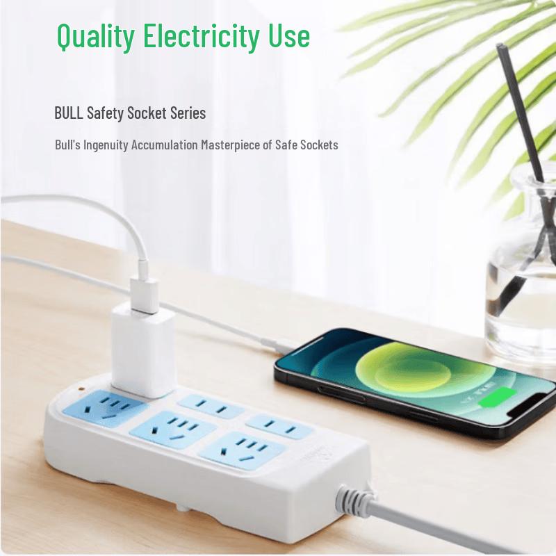 BULL GN-102 6-Outlet Power Strip 1.8m CN plug (adapter included)