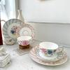 [Tea Set] Chamoa Antique Flower Gold Rim Trio Set